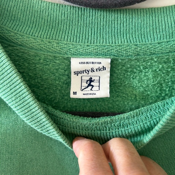 Sporty & Rich Connecticut Crest Crewneck Sweater Size Medium in Emerald - Picture 4 of 16